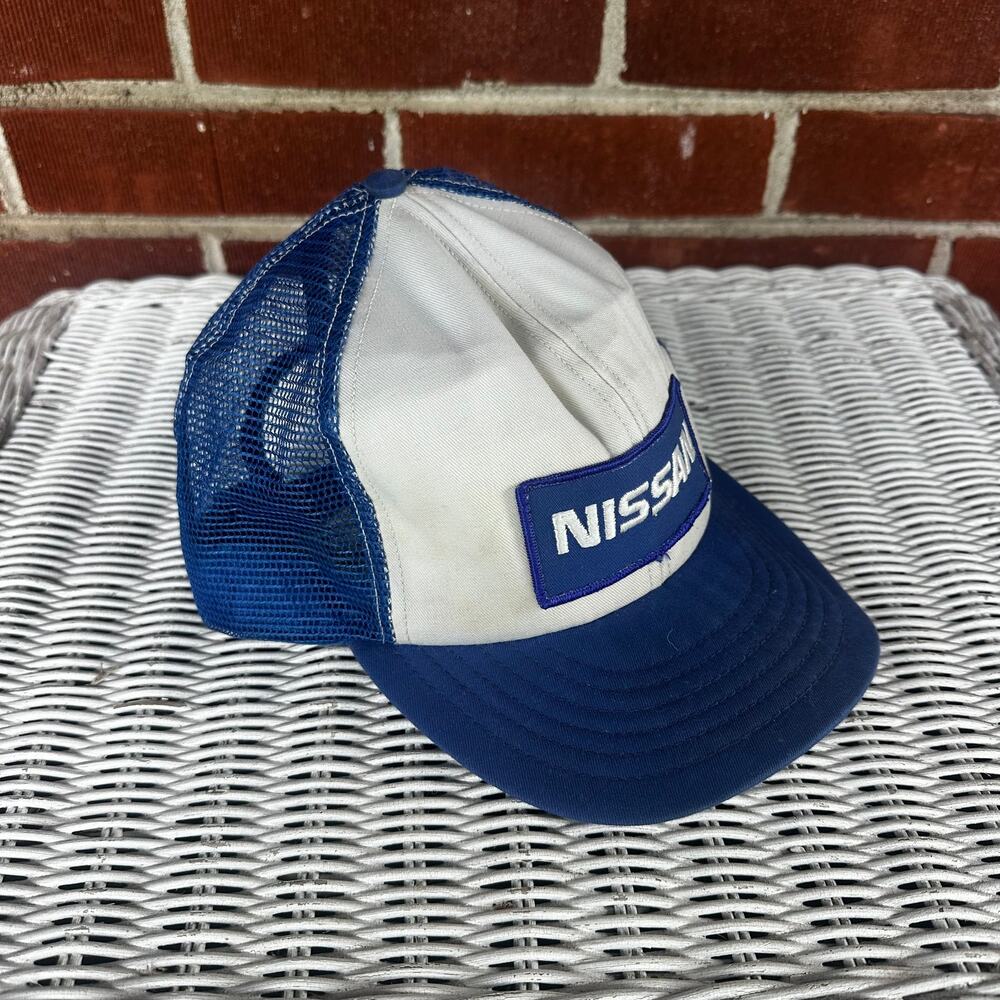 Vintage Nissan Blue White Mesh Trucker Snapback Hat
